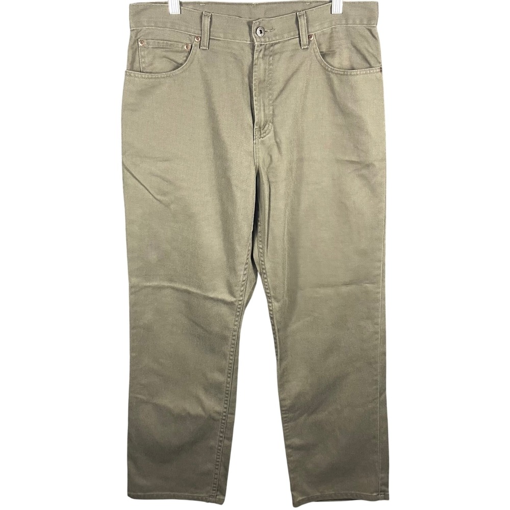 L.L. Bean Straight Leg Twill Pants Mens 34x30 Olive Green 100% Cotton Utility